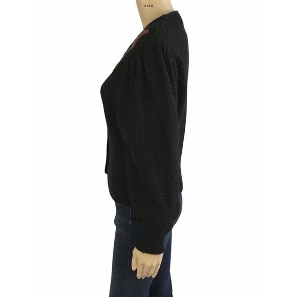 Vintage 1980’s Kitz Pichler Austria S Wool Cardigan Waffle Knit Black Red Green - Picture 5 of 8